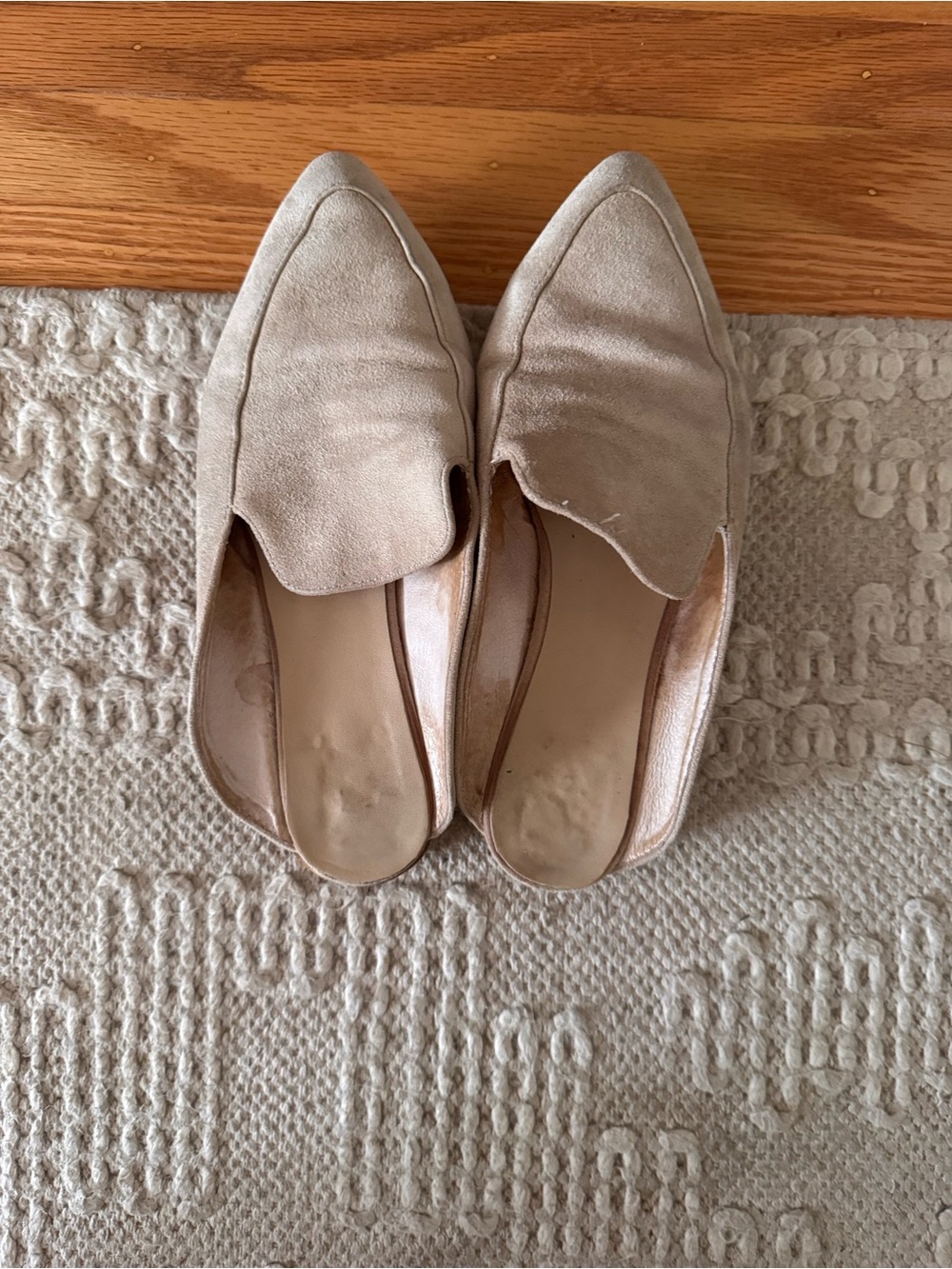 Suede Pointed-Toe Slip-On Mules in Beige - Picture 3 of 6